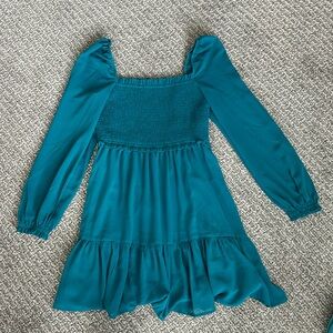 Teal Long Sleeve Babydoll Shinestar Dress